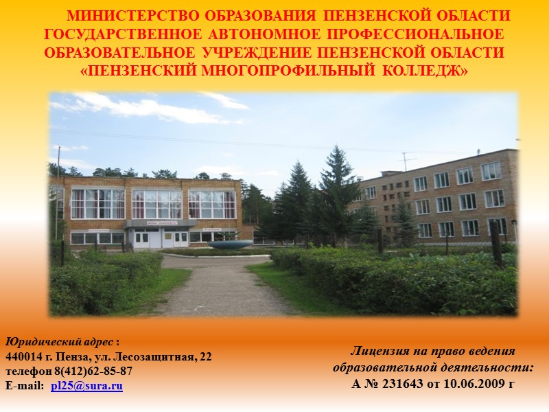 МИНИСТЕРСТВО ОБРАЗОВАНИЯ ПЕНЗЕНСКОЙ ОБЛАСТИ ГОСУДАРСТВЕННОЕ АВТОНОМНОЕ ПРОФЕССИОНАЛЬНОЕ ОБРАЗОВАТЕЛЬНОЕ УЧРЕЖДЕНИЕ ПЕНЗЕНСКОЙ ОБЛАСТИ «ПЕНЗЕНСКИЙ МНОГОПРОФИЛЬНЫЙ КОЛЛЕДЖ»